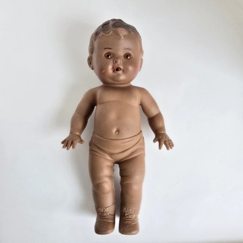 Sun Rubber Co Tod-L-Dee Baby Doll Vintage Brown 10in 1950s Kitsch Toy 49A